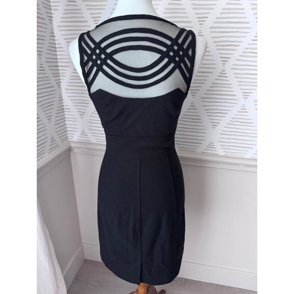 Susana Monaco Women’s Small Black Felt & Mesh Arched Geometric Bodycon Dress - Picture 8 of 10